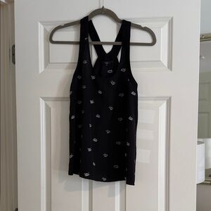 Tibi Black Tank Top with White Pattern